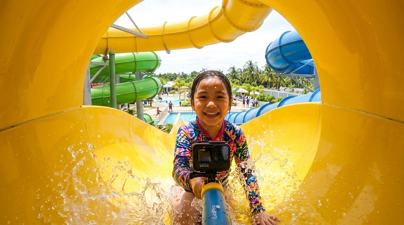 child in the waterslide
